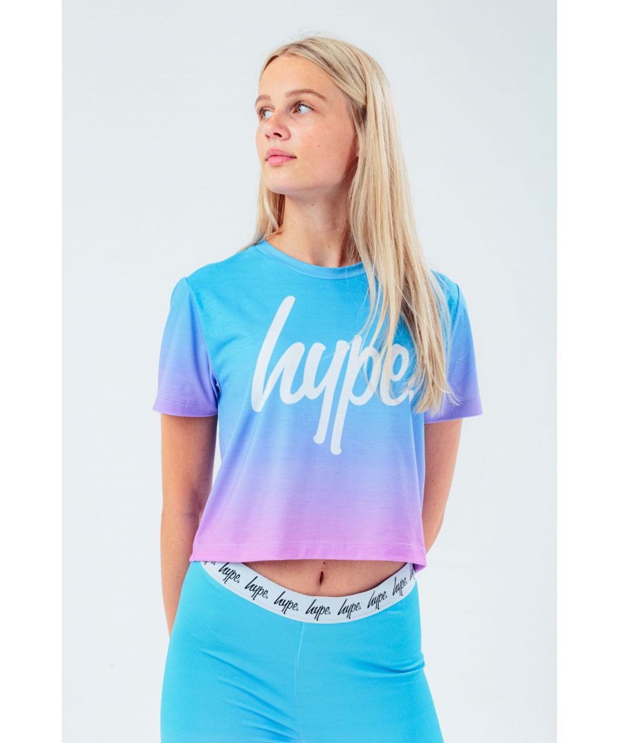 Image for Hype Blue & Pink Fade Kids Crop T-Shirt