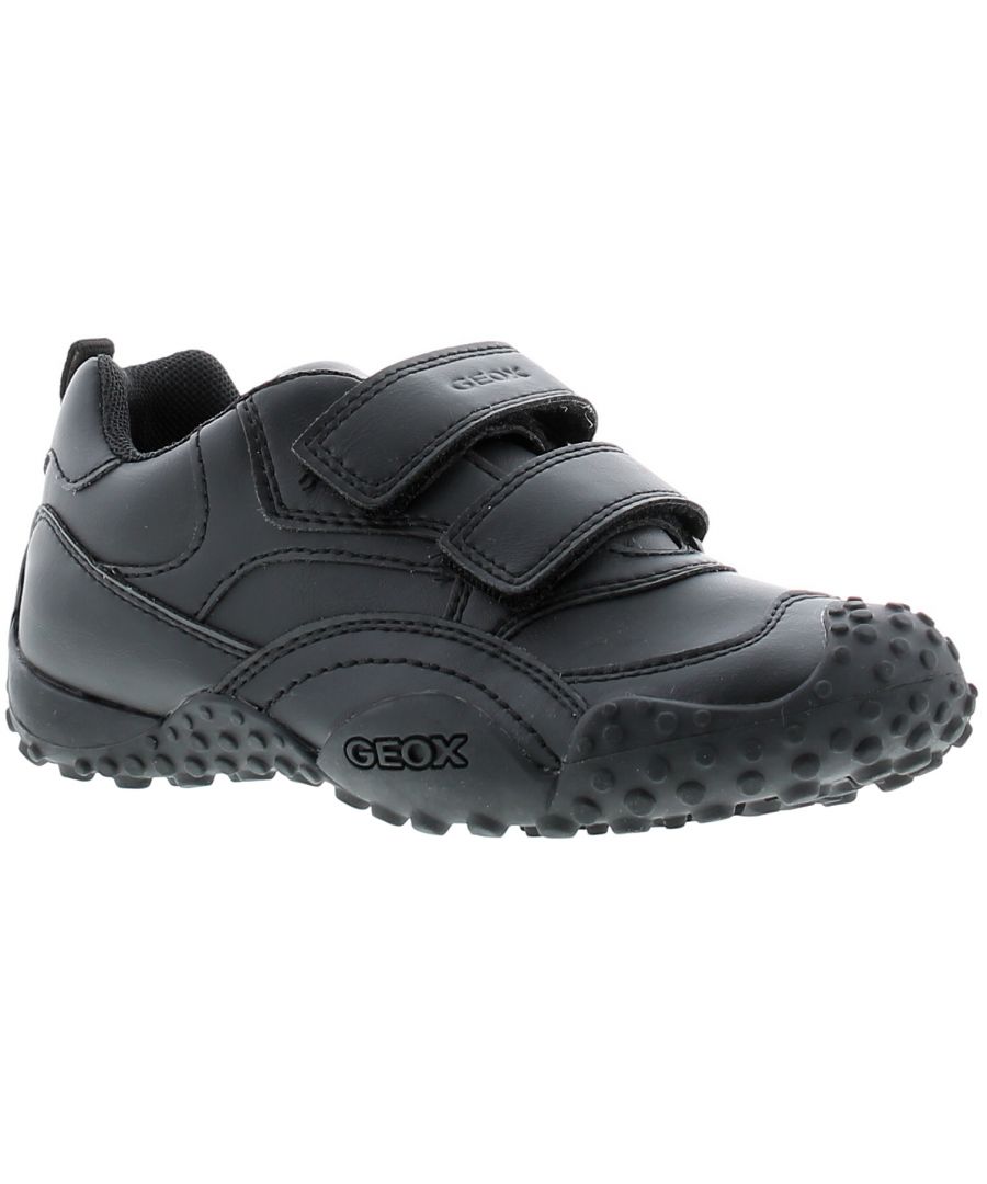 Geox Giant Younger Boys Trainers Black 8.5 - 12.5. Manmade Upper. Fabric Lining. Synthetic Sole. Childrens Boys Geox Back To School Shoes Black Rip Tape Velcro.