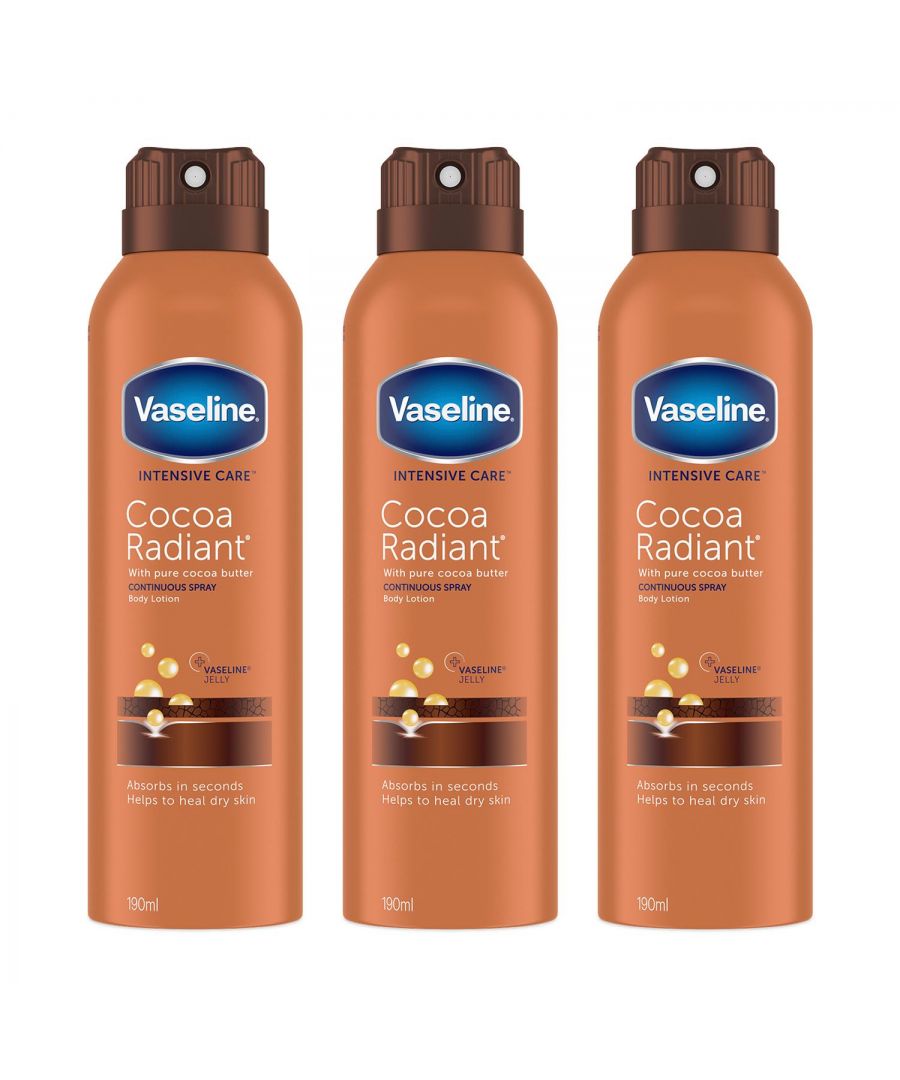 Vaseline Womens Intensive Care Spray Moisturiser Cocoa Radiant 190 ml, 3 Pack - One Size