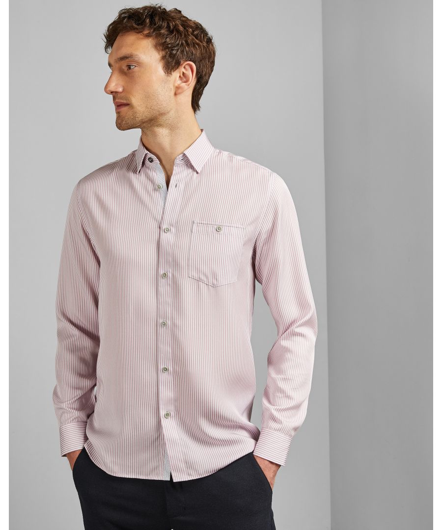 Image for Ted Baker Davys Long-Sleeved Striped Shirt, Light Pink
