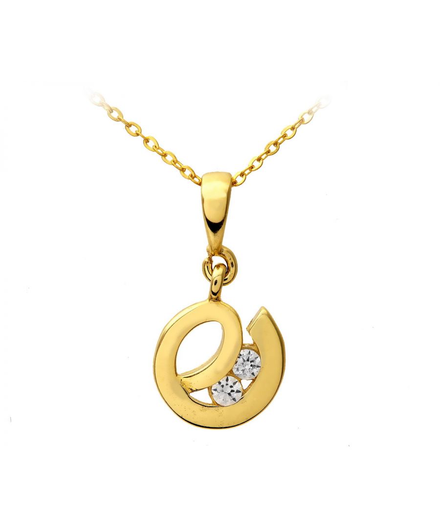 Image for 9ct Yellow Gold Cubic Zirconia 'e' Pendant and Chain of 46cm