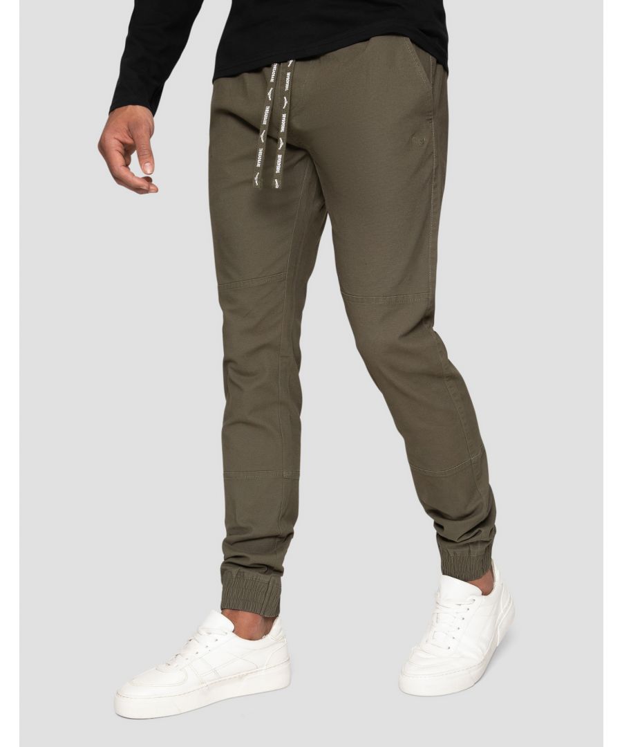 Freshen up your casual wardrobe with these cuffed jogger style trousers from Threadbare. They feature stitch detail, elasticated waistband with drawcord, elasticated cuffs, two front pockets and two back pockets. Made in a stretch cotton oxford fabric for a comfortable fit. Other colours and styles available.