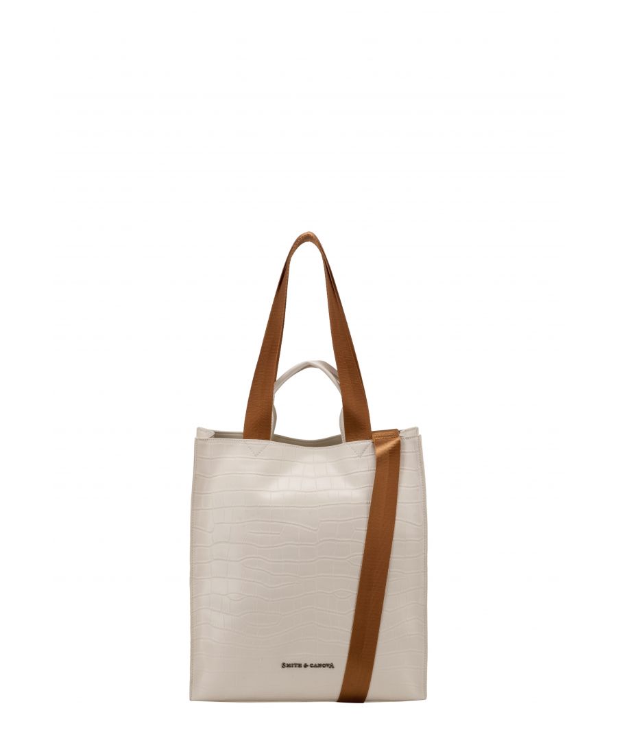 Image for CROC PRINT LEATHER STRUCTURED TOTE BAG
