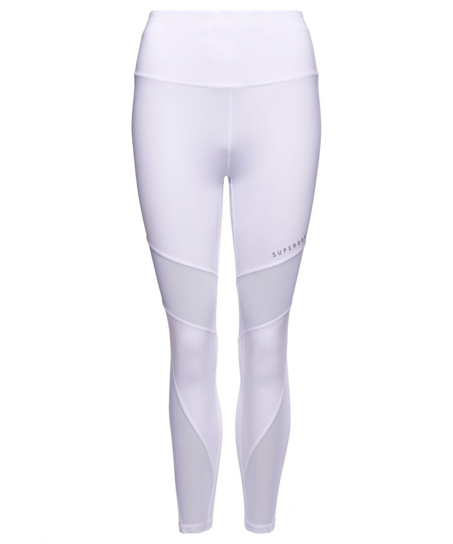 Superdry Womens Sport Training Mesh 7/8 Leggings - White - Size 10 UK