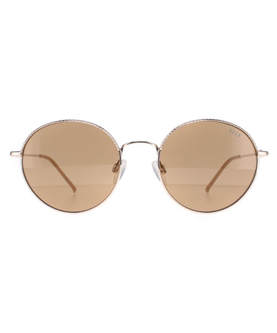 Elle Round Womens Gold Brown 14908 Metal - One Size