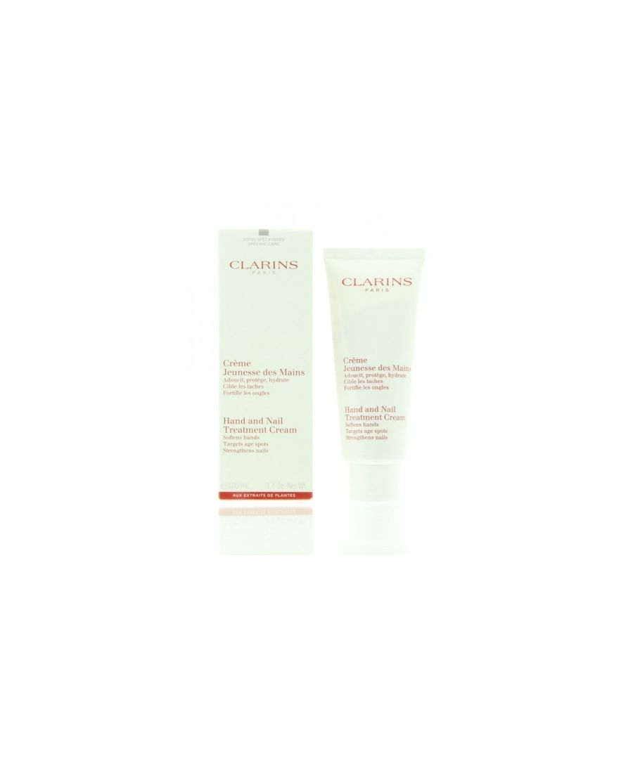 Clarins Hand & Nail Treatment Cream softens, hydrates and protects damaged and painful hand skin. Enriched with Shea Butter, Sesame Oil and Japanese Mulberry extract cream nourishes and strengthens hands the nails.