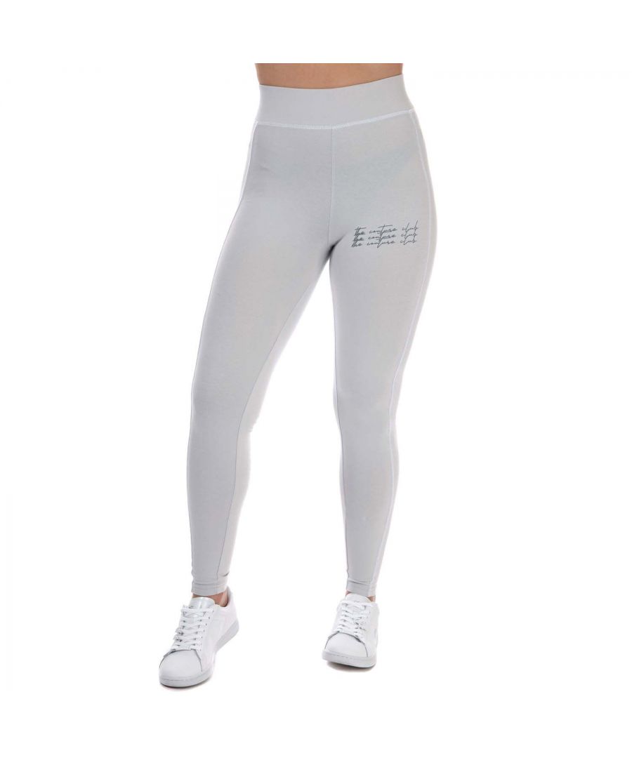 Womens Couture Club Tripplescript Logo Leggings in grey.- Elasticated waist.- High rise.- Skinny fit.- 95% Cotton  5% Cotton. Machine washable. - Ref:AW21WC46GREY