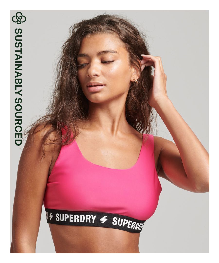 Superdry Womens Code Elastic Bikini Top - Pink Rubber - Size 8 UK