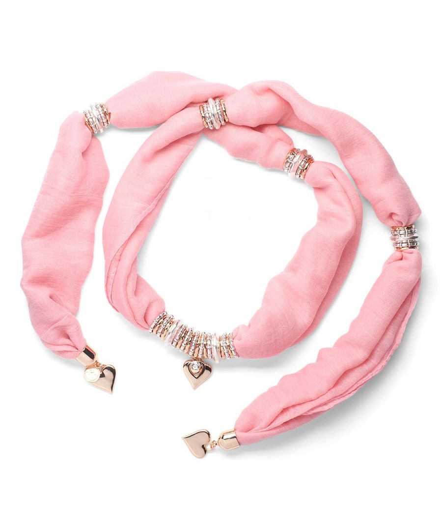 This gorgeous scarf is made from soft, lightweight fabric that's perfect for autumn/winter and features two heart-shaped charms at either end and another in the middle. Plus a collection of metal rings that can be adjusted along the scarf to create the look that you want. Versatile and chic, this bibi bijoux scarf comes in an array of colours and can be worn in so many ways, it's the perfect way to finish off any outfit in style.\n\n\n• 65% cotton and 35% modal