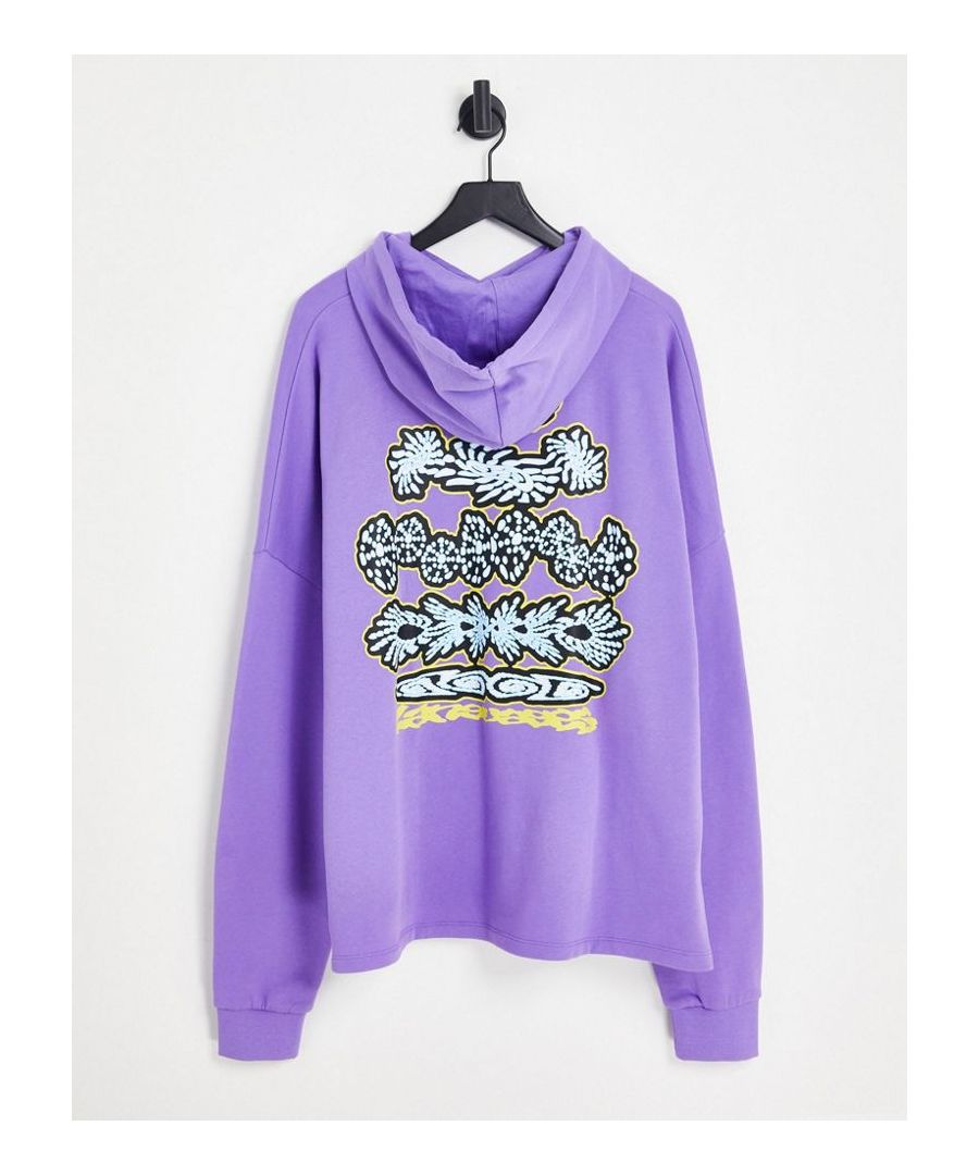 Hoodie by ASOS DESIGN Low-key layering Graphic print to chest and back Drawstring hood Pouch pocket Ribbed trims Extremely oversized fit Size down for a closer fit Sold by Asos