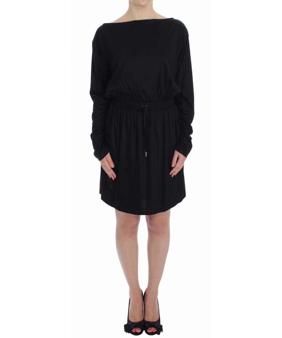Versace Jeans Vrouwen Zwart Modal Silk Shift Knie jurk