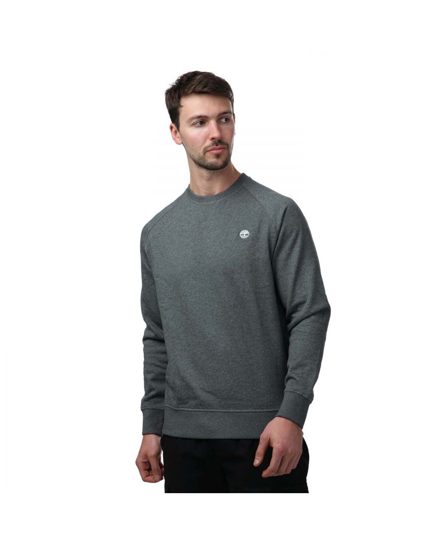 Timberland Mens Exeter River Crew Sweatshirt in Grey Heather Cotton - Size Medium