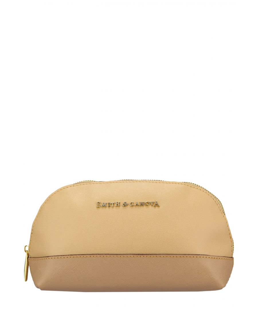 Image for TWO-TONE LEATHER ZIP AROUND COSMETIC BAG