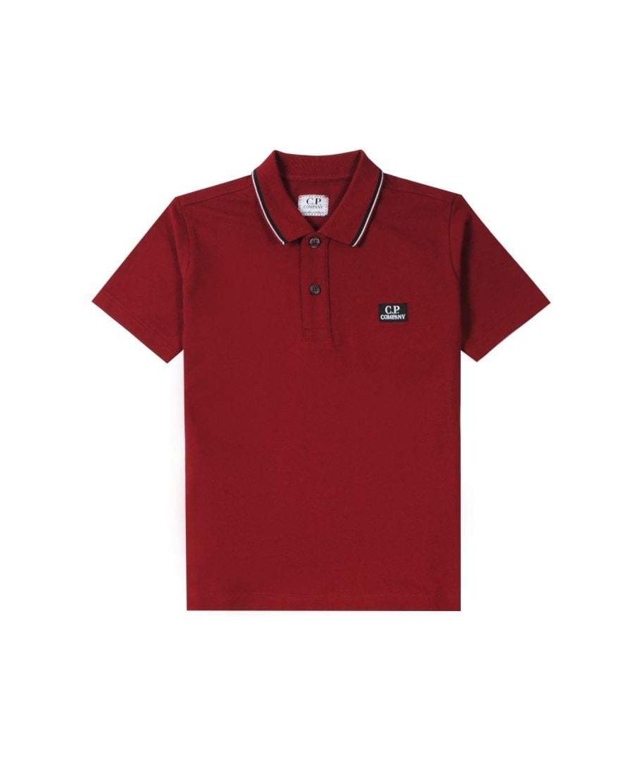 Image for C.P Company Boys Tipped Logo Polo Shirt Red