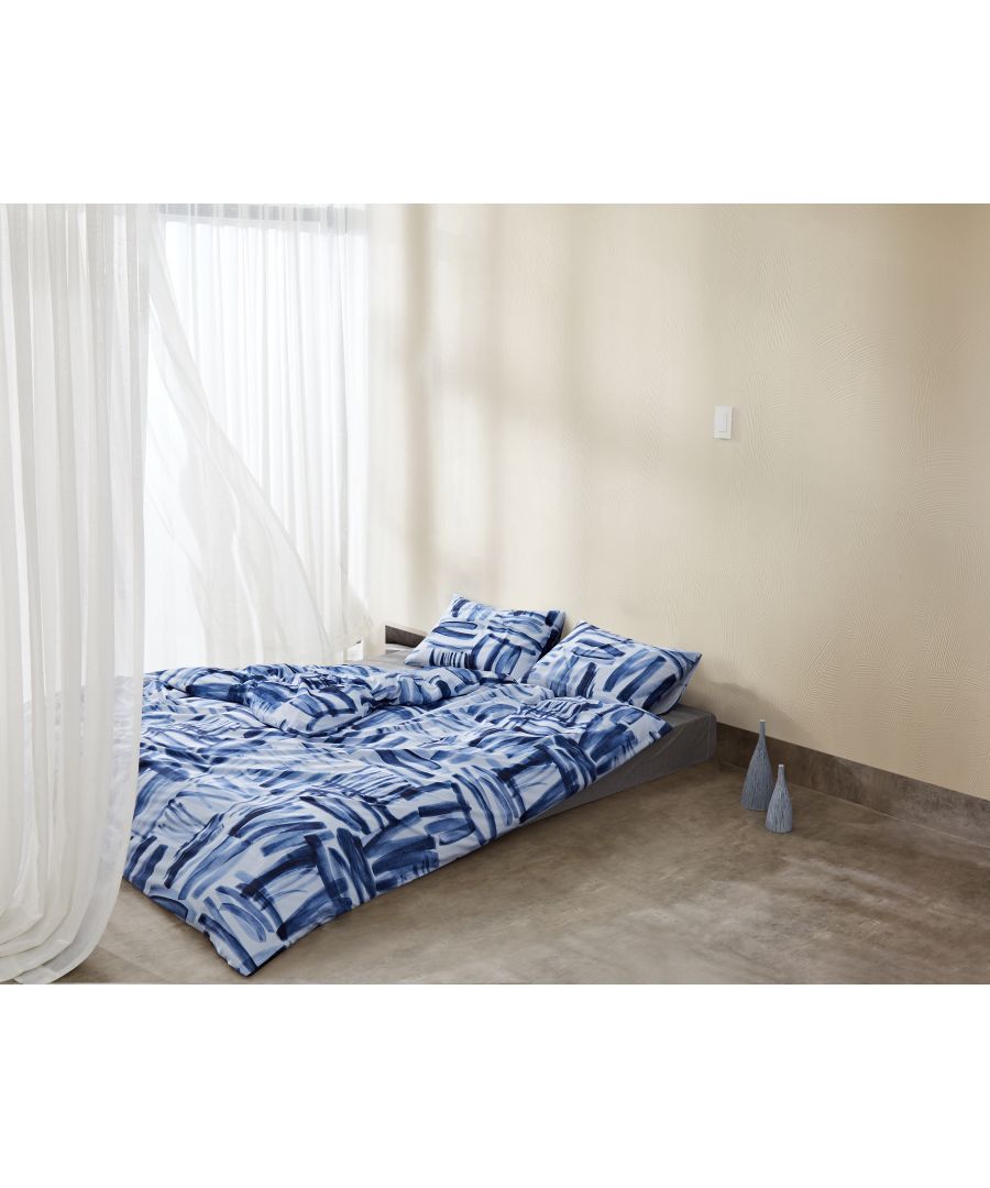 Bring a refreshing upgrade to your bedroom with the Calvin Klein Painted Gestures Duvet cover. This seasonal print features an all over print palette of ink blue and reverses to the same print. Printed on 300 thread-count, 100% Cotton Sateen, this bedding set is worth staying in bed for. Pair it with matching pillow cases and Calvin Klein accessories