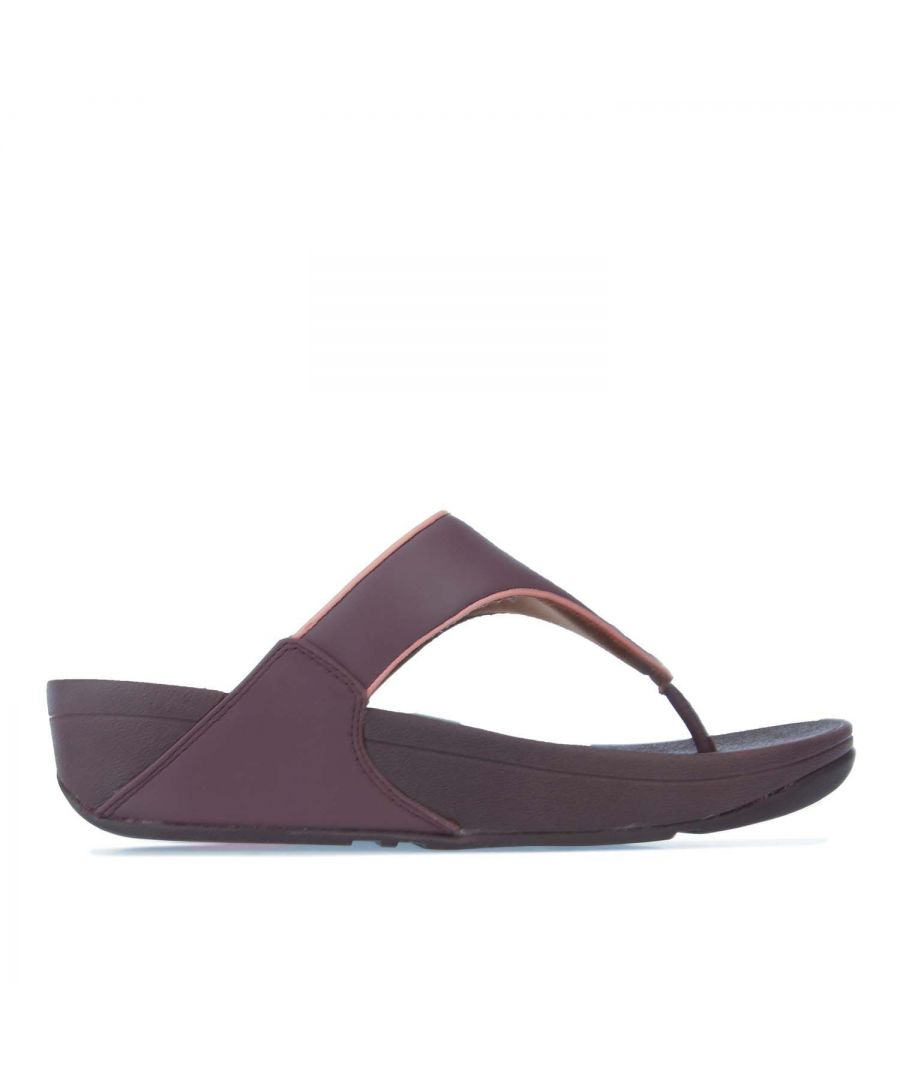 Womens Fit Flop Lulu Pop Binding Toe- Post Sandals in purple.- Softly padded leather uppers.- Slip on closure.- Leather toe post with contrasting trim.- Features built-in arch contour.- Microwobbleboard™ midsole.- Average width fit.- Rubber sole.- Leather upper  Leather lining.- Ref.: DL3890