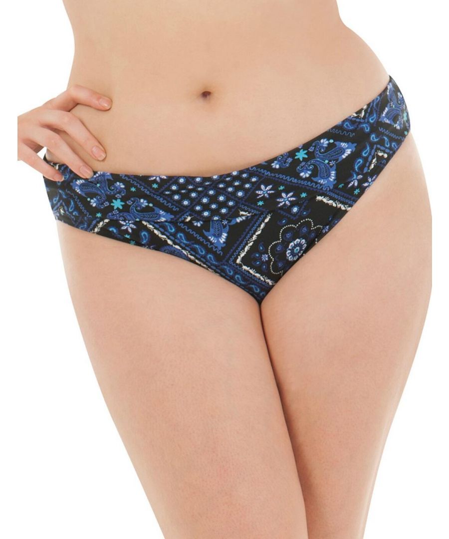 Curvy Kate Womens CS4325 Free Spirit Fold-Over Bikini Brief - Blue - Size 14 UK