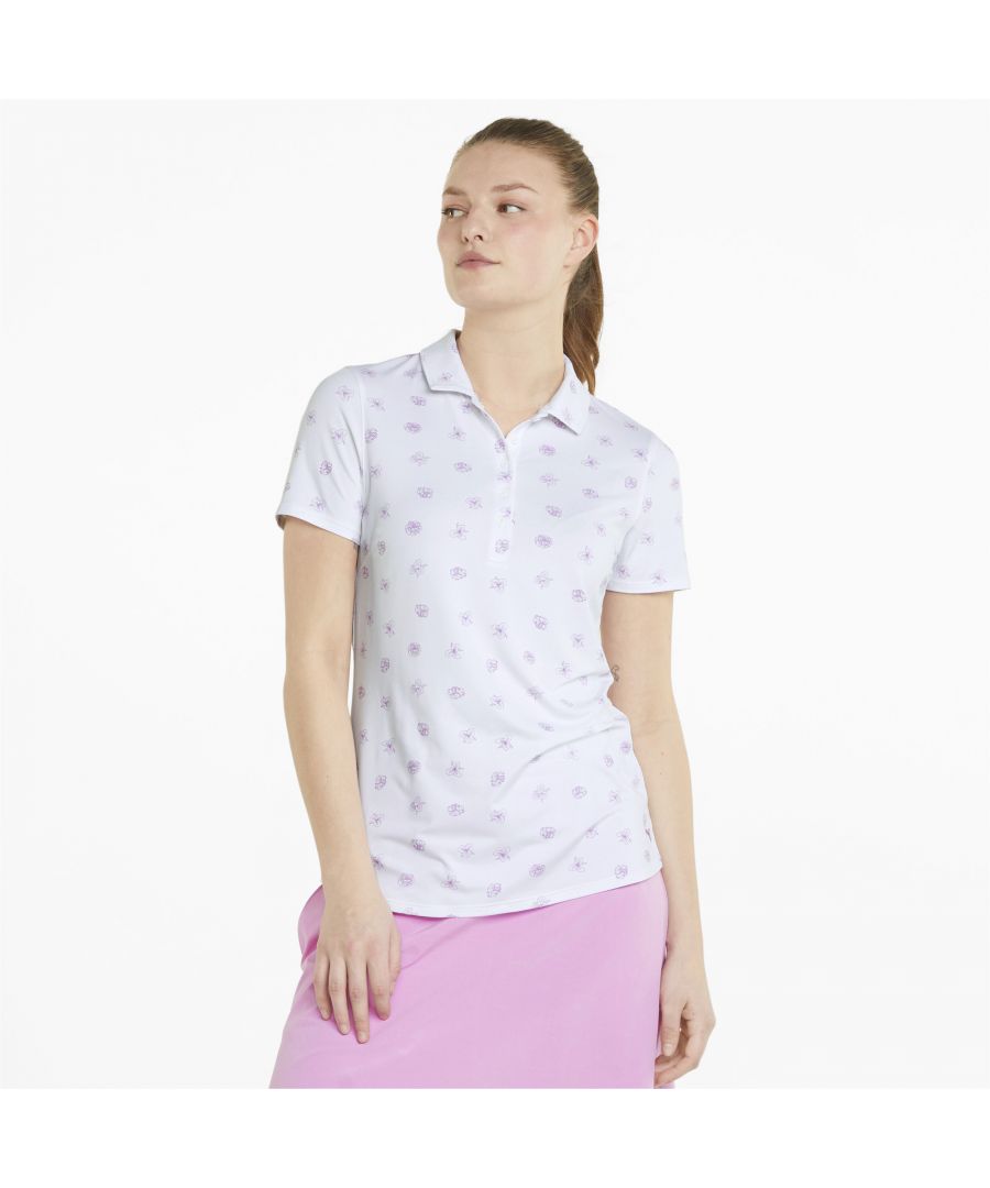 PRODUCT STORY Golf is a game of fine margins, which is why you want to be as comfortable as possible when you tee off. This polo is made of CLOUDSPUN, a custom-milled performance poly/spandex blend, and features dryCELL performance technology, which is designed to wick sweat away from the skin and keep you cool and refreshed. Short sleeves, a playful print, and a button-fastening placket complete the look. FEATURES & BENEFITS dryCELL: Performance technology designed to wick moisture from the body and keep you free of sweat during exerciseCLOUDSPUN: Custom-milled performance poly/spandex blend, this fabric meets the highest performance standards while still feeling like an ultra soft cottonRecycled Content: Made with at least 20% recycled material as a step toward a better future DETAILS Regular fitButton placket closureGraphic print