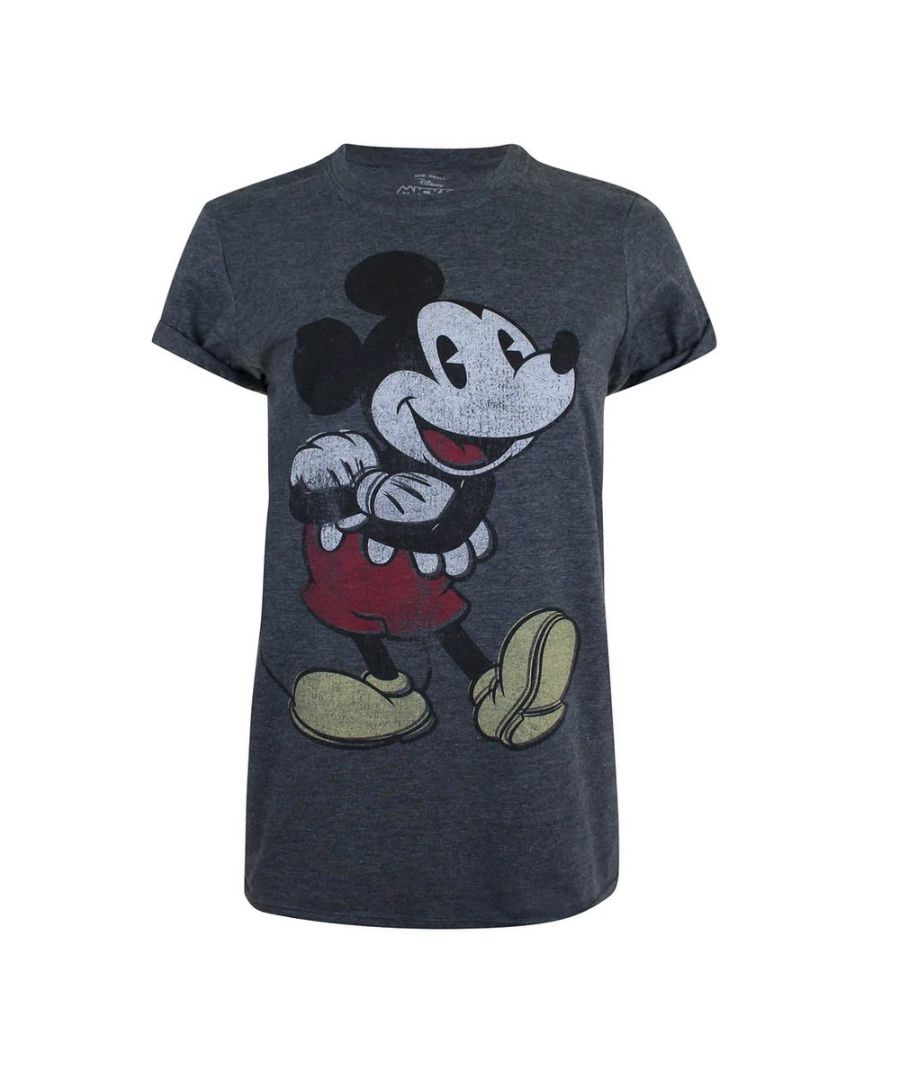 Disney Womens/Ladies Mickey Mouse Vintage T-Shirt (Dark Heather) - Dark Grey - Size Small
