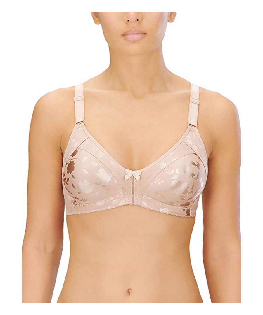Enjoy everyday comfort with this non wired Minimiser bra by Naturana.  The soft moulded cups with supporting panels around the neckline and on the sides makes this bra very comfortable and perfect for everyday wear. This minimiser bra will make your cups look up to one size smaller.  It has fully adjustable straps for a perfect fit and fastens at the back with  3 hooks and eyes across 3 rows.