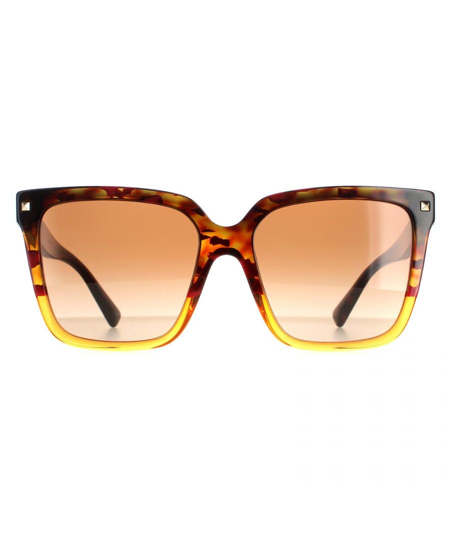 Valentino Square Womens Havana Orange Gradient Brown Gradient VA4098  VA4098 are a elegant design crafted from lightweight acetate. The Valentino logo features on the temple tips for brand recognition . Studs on the front frame complete the fashionable look.