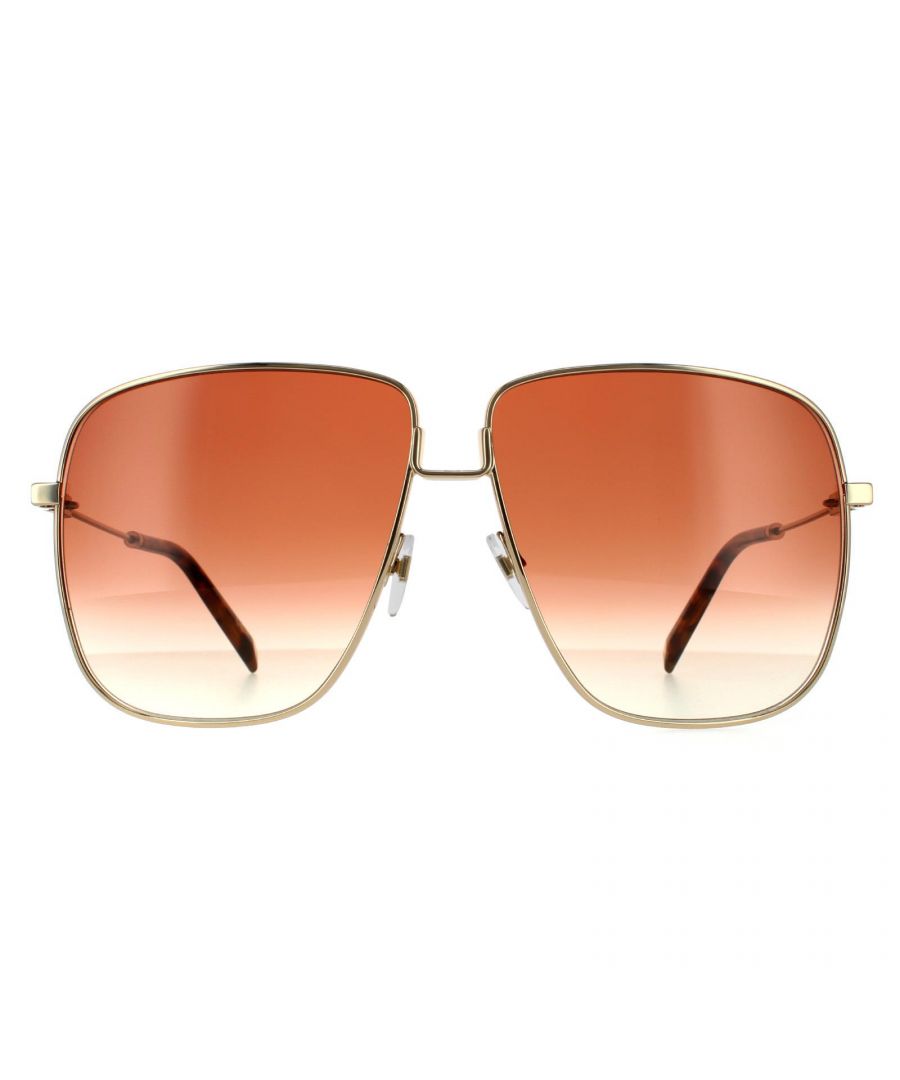 Givenchy Square Womens Gold  Brown Gradient  GV7183/S are a lightweight thin metal frame with the square shaped lenses giving a fashionable modern style. Adjustible nose pads allow for a personalised fit while the Givenchy logo appears along the temples for brand authenticity.