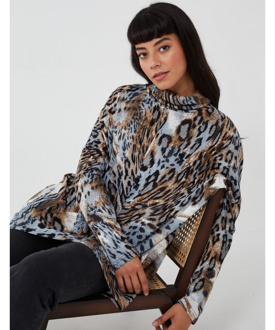 Image for WINNIE - Abstract Animal Print Roll Neck Tunic