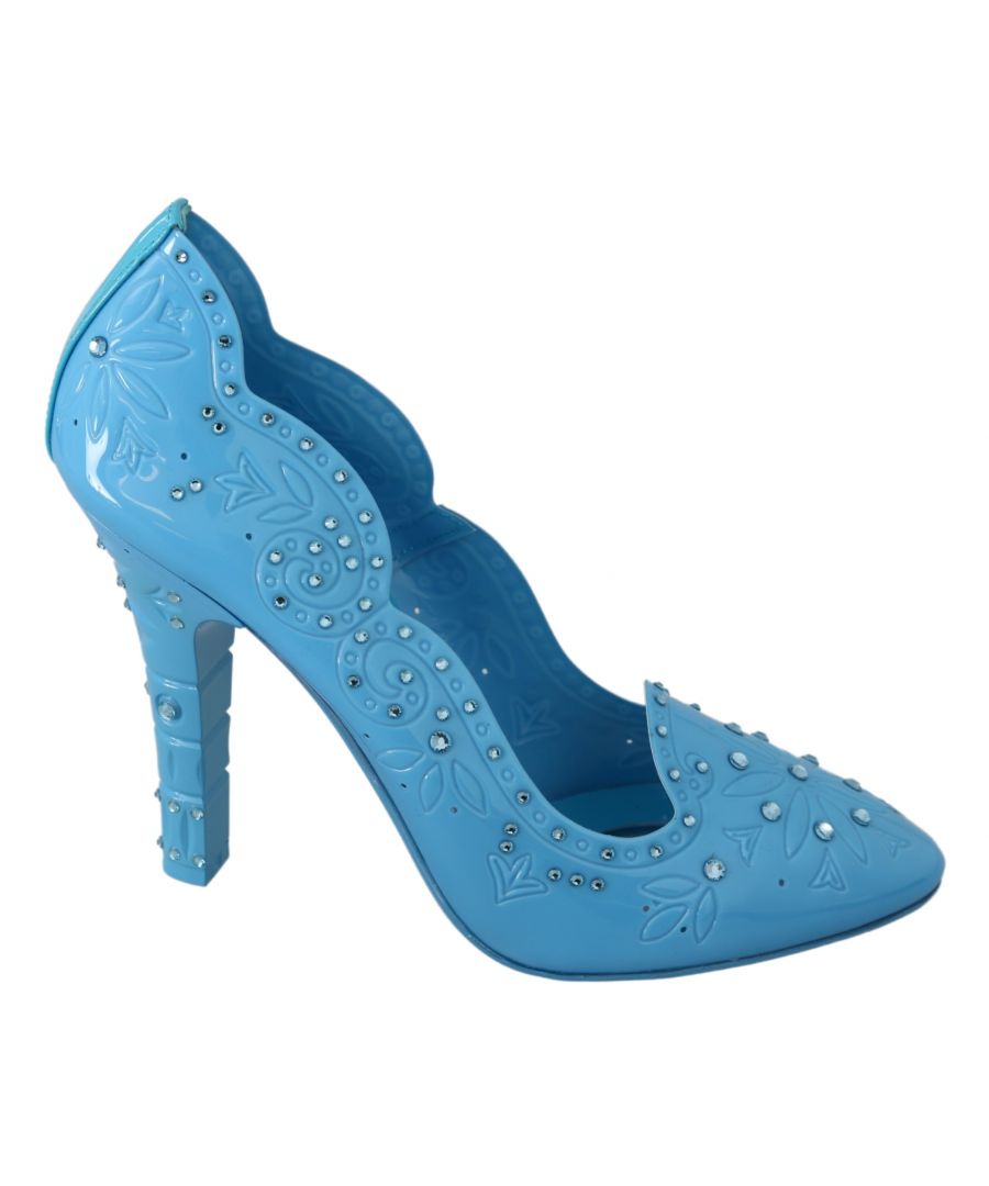 Image for Dolce & Gabbana Blue Crystal Floral CINDERELLA Heels Shoes