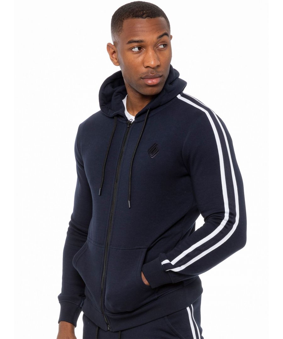Update your casual wardrobe with this designer style mens hoodie. Crafted from soft and comfortable cotton and polyester, this regular fit jacket features a zip front, ribbed cuffs and waist, a hood with drawstrings and two side pockets while an embroidered enzo logo on the front adds a trendy finishing touch.