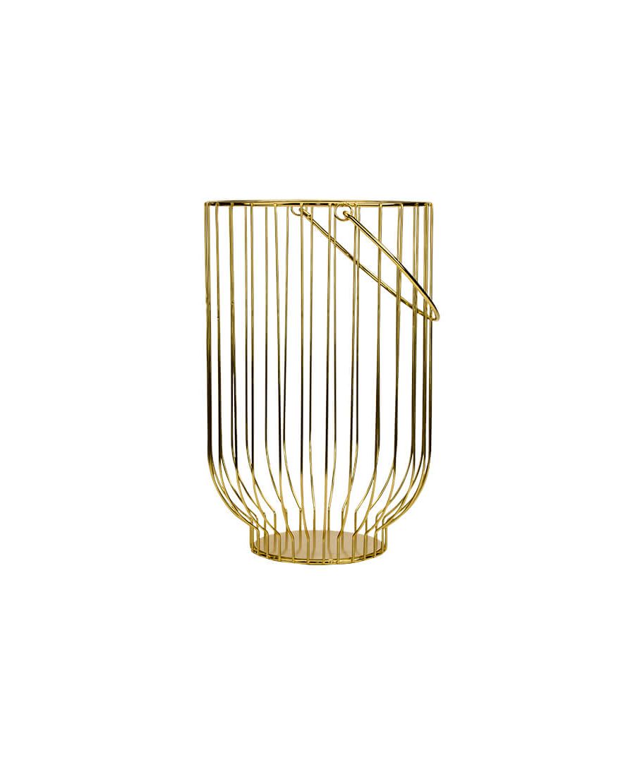 An inventive reimagining of the classic flower vase, this metal wire creation can be used for decorative purposes, or to elegantly present your blooms. Its gold colouring makes this vase ideal for adding a contemporary flourish to classic interiors or emboldening more modern decor.\n \nVivid and glistening from every angle, it’s almost too beautiful to be used. Stout and rounded at the base, it hints at Greek mythology, of hydriai brimming with cool water, to be carried back to the hearth of the home. Set with radiance that whispers the service of the gods, we bring this to you as a vase, born to brim with the most fragrant flora. What is fit for a god, must be fit for you.\n \nFeatures: \n\n\nGeometric structure\n\n\nWide capacity\n\n\nArt-deco inspired\n\n\nIconic statement piece\n\n\nMadison and Mayfair signature collection\n\n\n \nProduct specification:\n\n\nProduct Type: Vase\n\n\nWeight: 0.77kgs\n\n\nDimension: 40.5cm x 25cm x 25cm