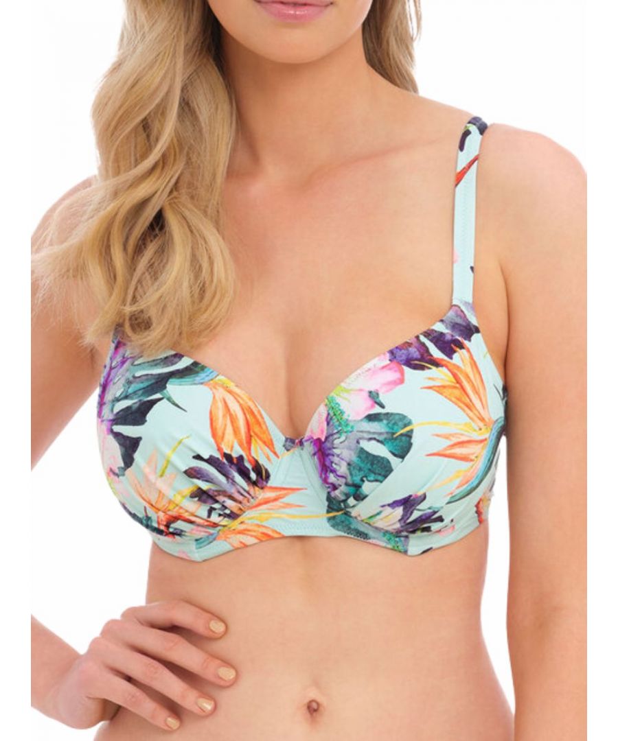 Fantasie Womens Paradiso Gathered Full Cup Bikini Top - Blue - Size 42E