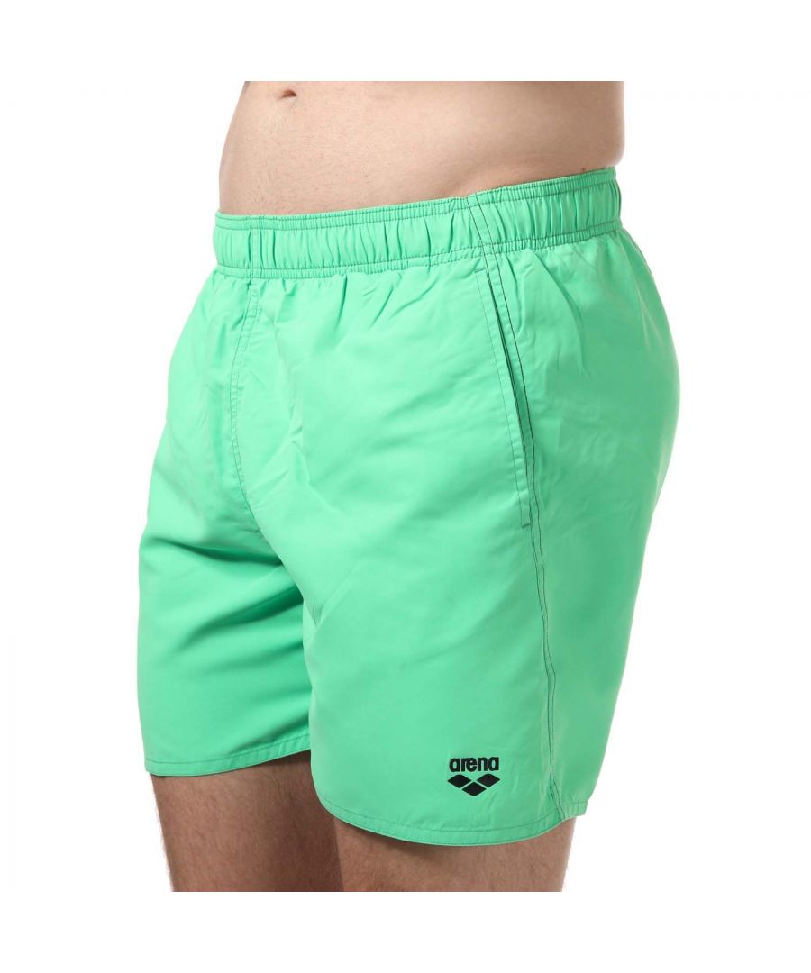 Mens Arena Fundemental Swim Shorts in green.- Elasticated drawstring waist.- Convenient side pockets.- Water repellent.- Inner brief.- Soft and quick drying fabric.- Regular fit.- 100% Polyester.- Ref: 1B328670