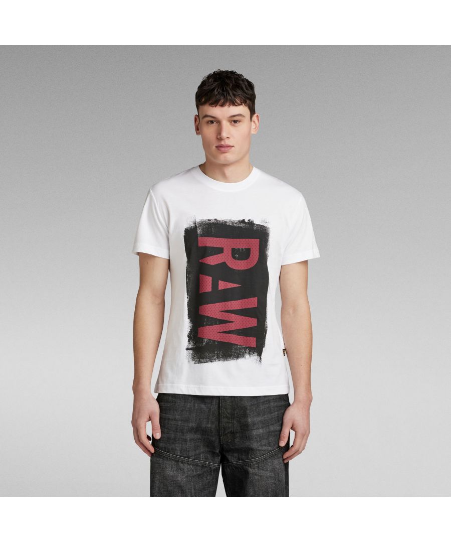 G Star Raw Mens G-Star RAW Painted RAW Graphic T-Shirt - White Cotton - Size X-Small