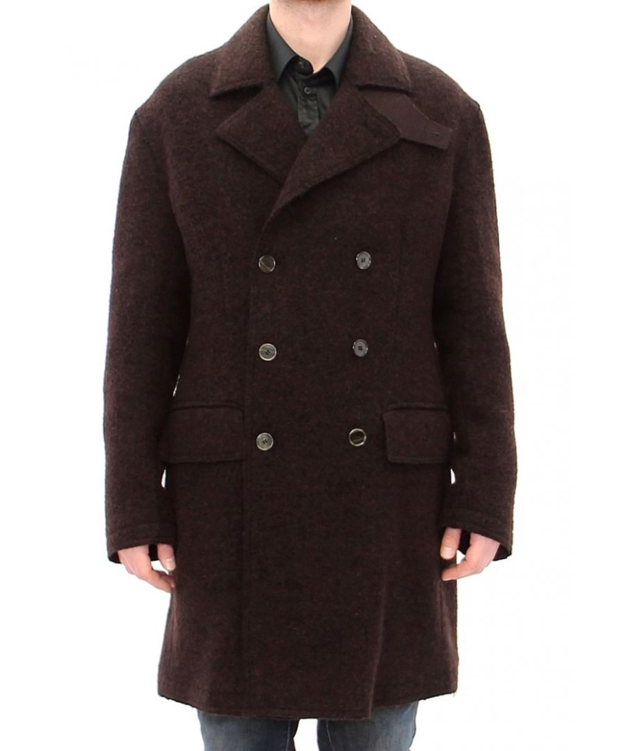 Image for Dolce & Gabbana Brown Double Breasted Long Peacoat Jacket