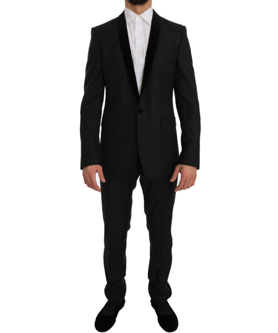 Image for Dolce & Gabbana Gray Black Tuxedo GOLD Slim Fit Smoking Suit
