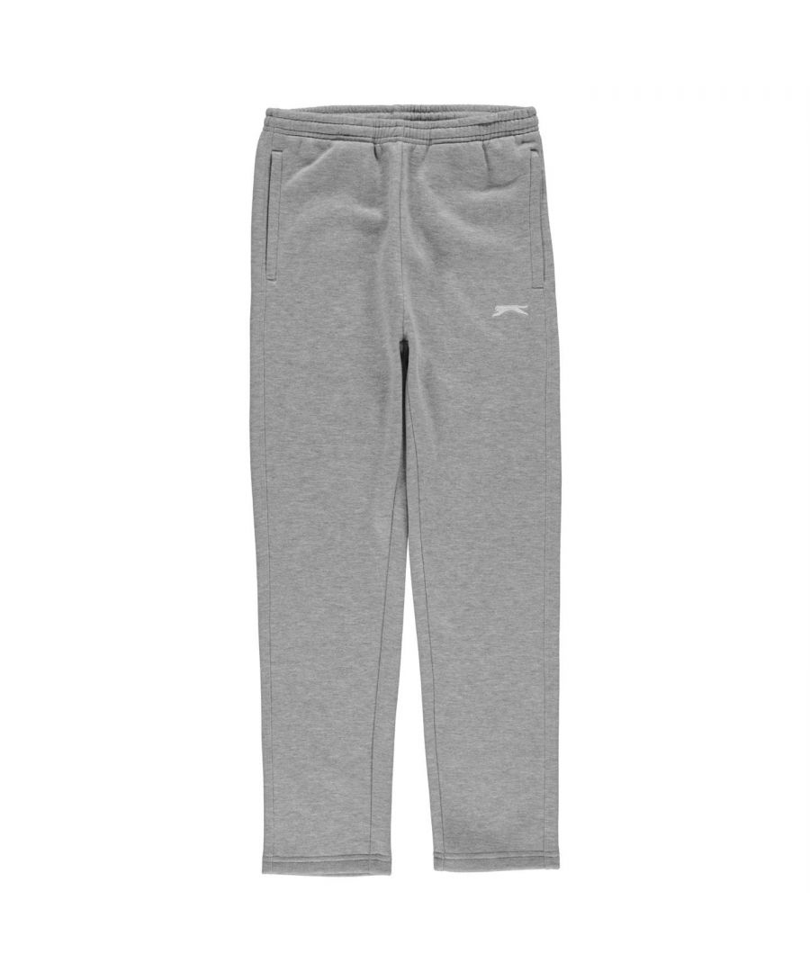 Slazenger Open Hem Fleece Pants Junior Boys - The Slazenger Open Hem Fleece Pants are great for everyday casual wear, featuring an elasticated waistband and drawstring fastening for a secure fit with open ankle hems for a comfortable, relaxed feel and two pockets for storage. They are completed with contrasting colour piping and Slazenger branding.  > Boy's sweat pants > Elasticated waistband > Drawstring fastening > Open ankle hems > 2 pockets > Contrasting colour piping > Slazenger branding > 65% polyester, 35% cotton > Machine washable > Keep away from fire