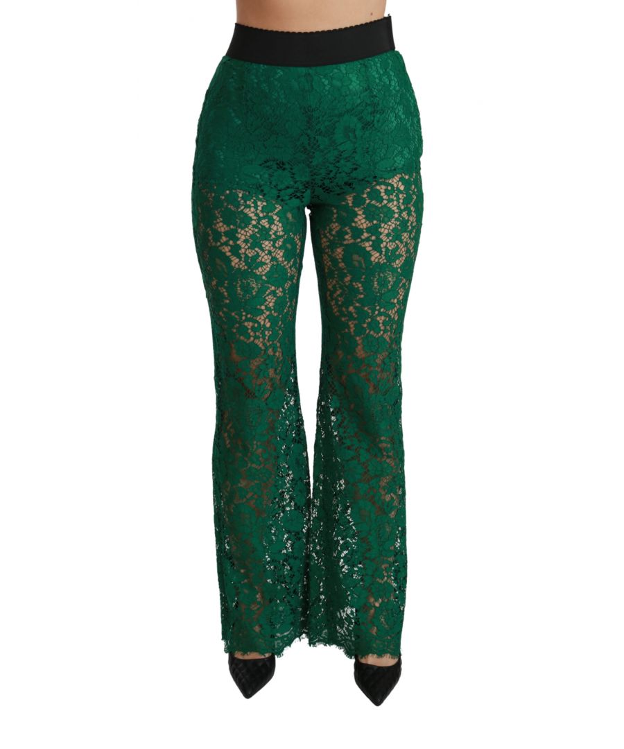 Dolce & Gabbana Groen kanten broek met hoge taille