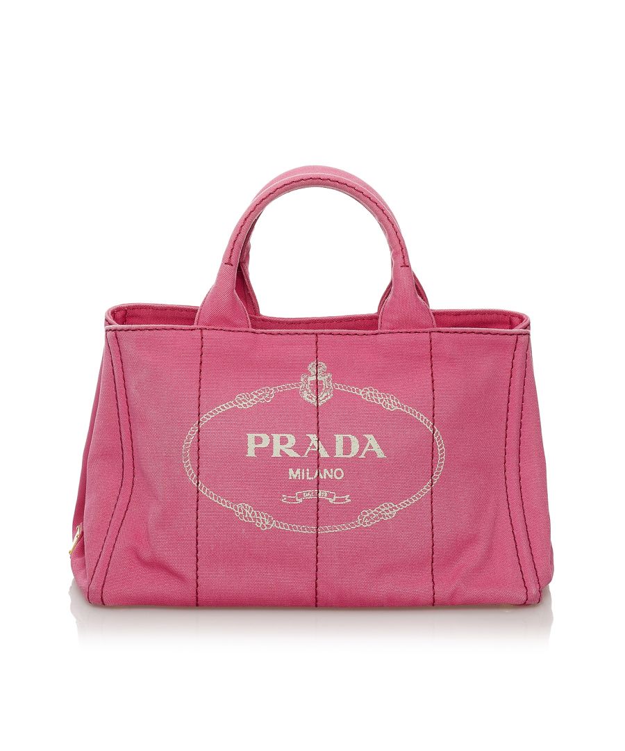 Prada Pre-owned Womens Vintage Canapa Logo Satchel Pink Canvas - One Size