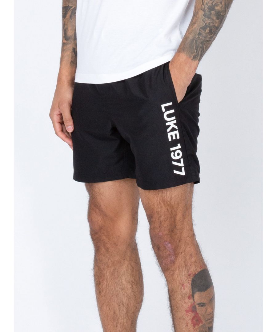 Luke 1977 Mens Side On Swim Shorts in Black - Size Small