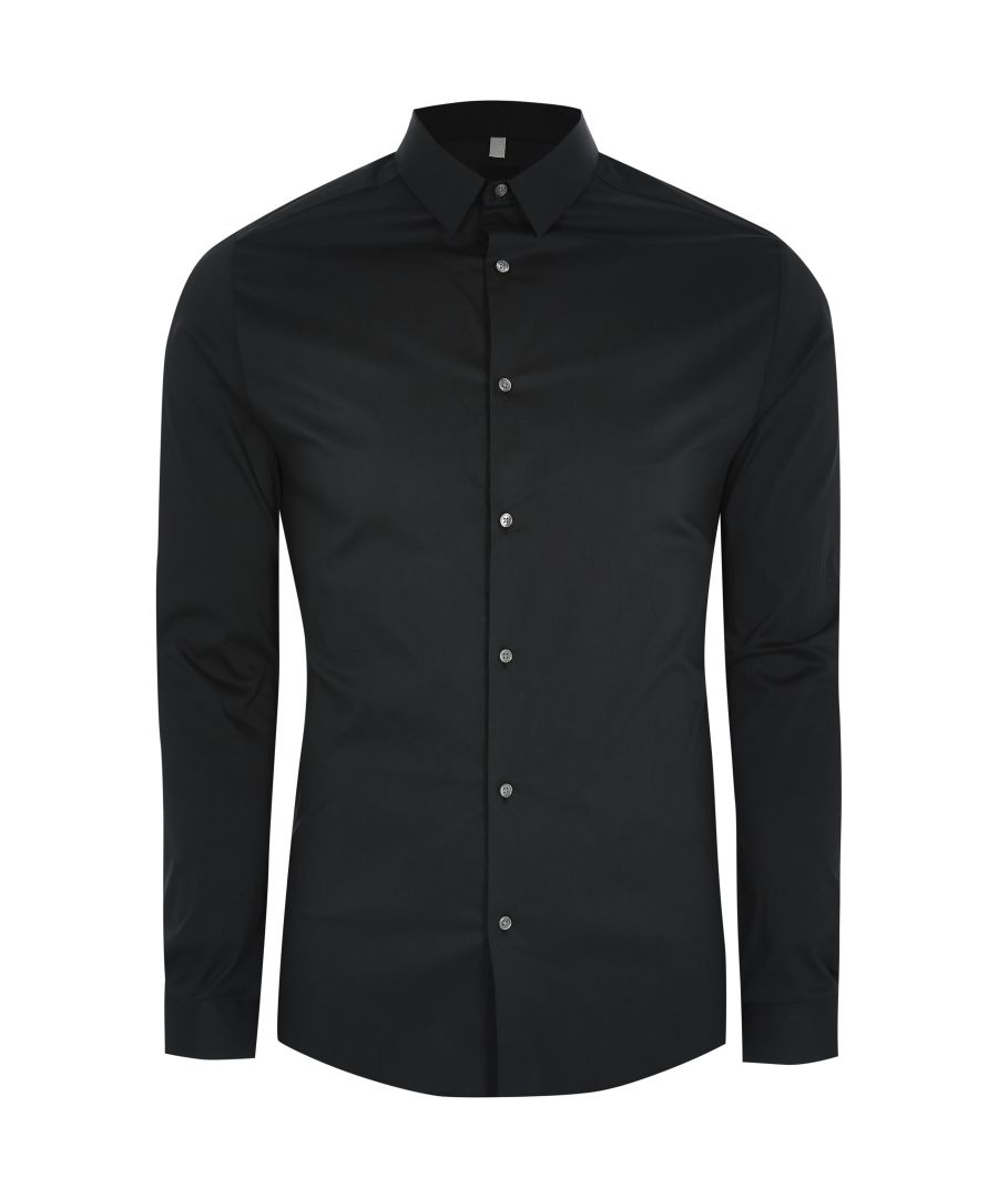 > Brand: River Island> Department: Men> Material: Cotton Blend> Material Composition: 79% Cotton 2% Elastane 19% Nylon (polyamide)> Type: Dress Shirt> Pattern: Solid> Size Type: Big & Tall> Fit: Slim> Closure: Button> Sleeve Length: Long Sleeve> Neckline: Collared> Collar Style: Stand-Up> Season: AW21> Occasion: Formal