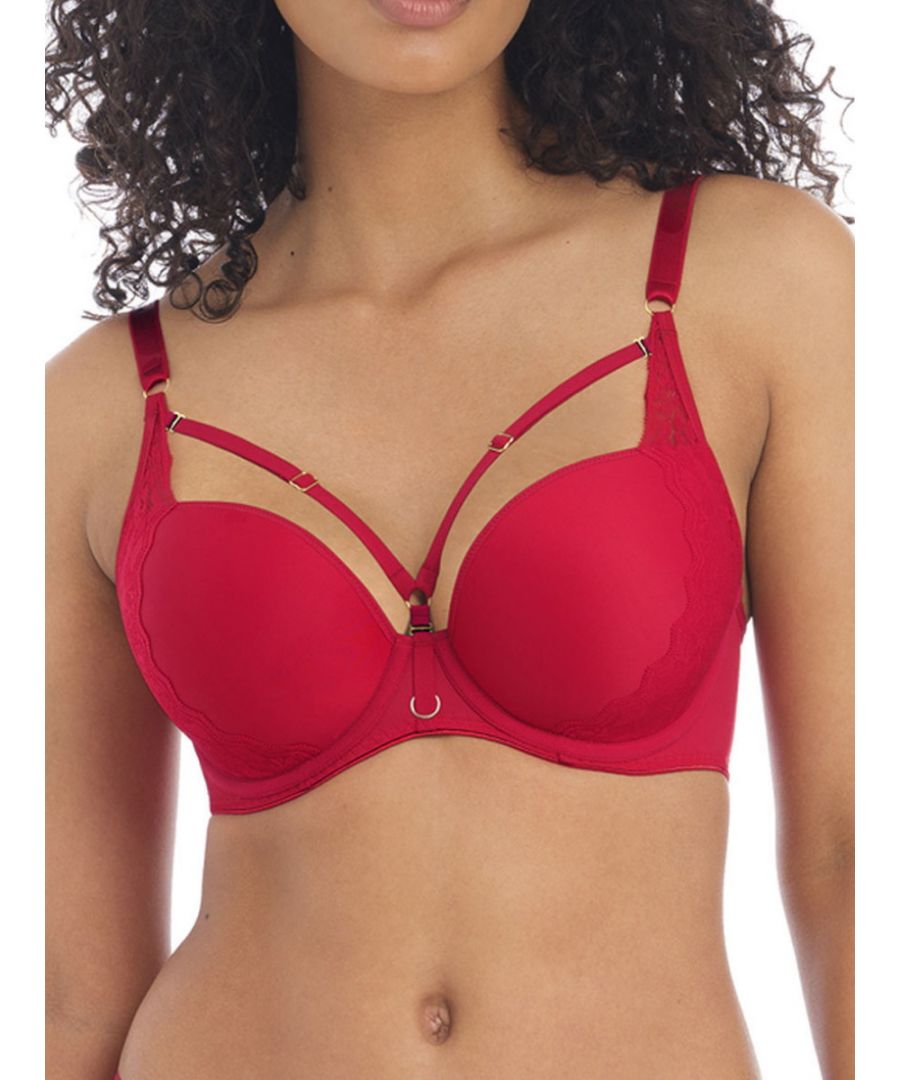 Freya Temptress Plunge T-Shirt Bra, underwired for the ultimat support. Moulded padded cups, offering gorgeous shape and comfort. Adjustable straps an hook and eye fastening, complete with detachable, adjustable strapping detail for a sexy feel.