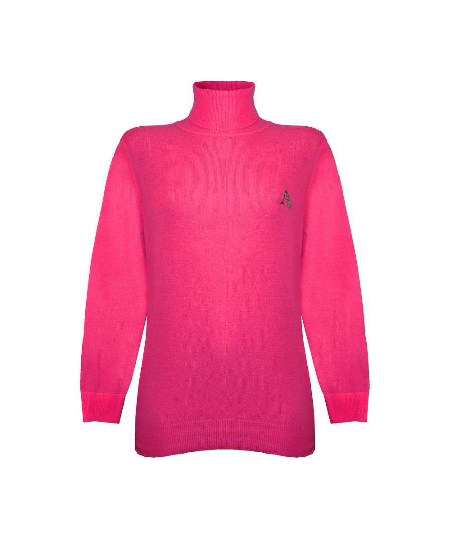 Aquascutum Womens Long Sleeved Turtle Neck Sweater in Pink