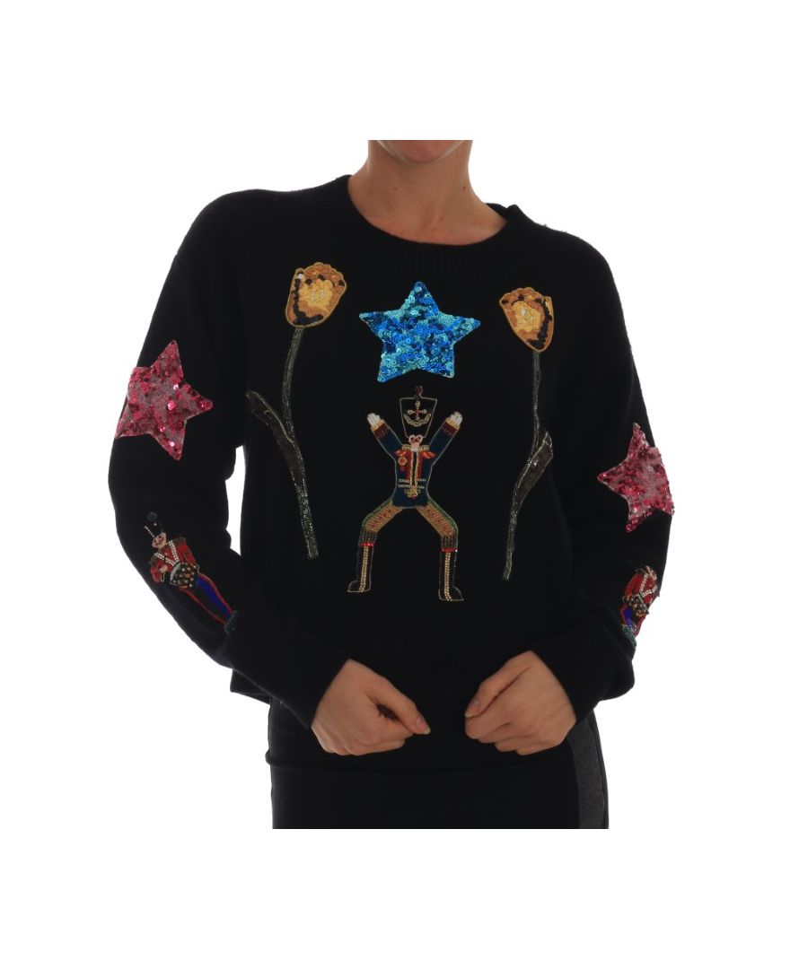 Image for Dolce & Gabbana Fairy Tale Crystal Black Cashmere Sweater