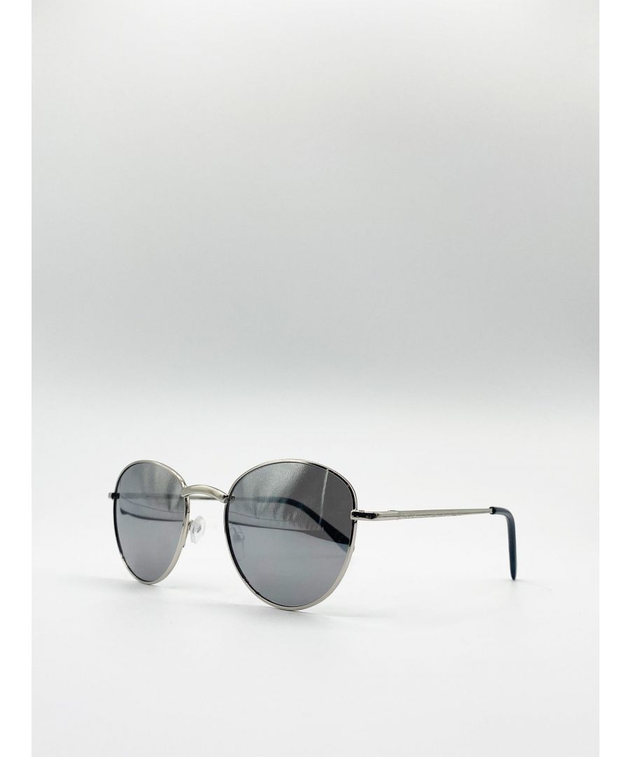 SVNX Mens Round Metal Frame Sunglasses - Silver Metal (archived) - One Size
