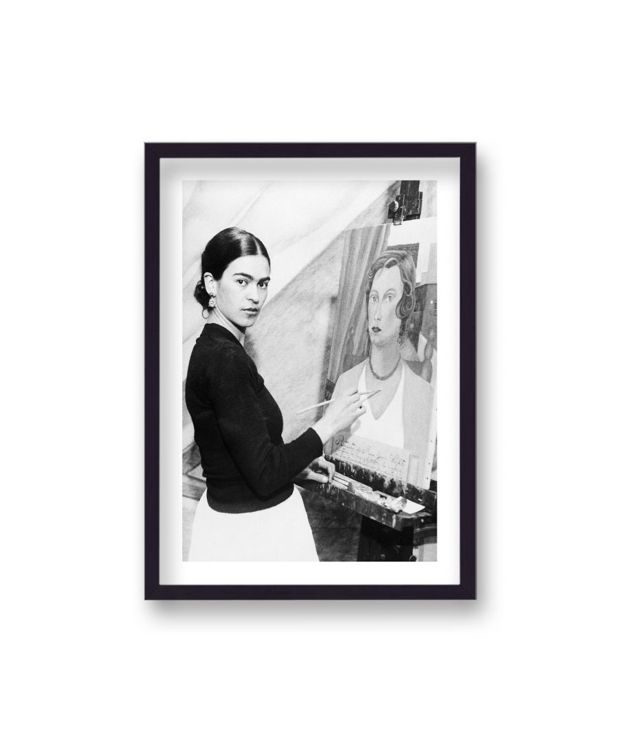 Image for Frida Kahlo Portrait Painting at Easel Vintage Icon Print