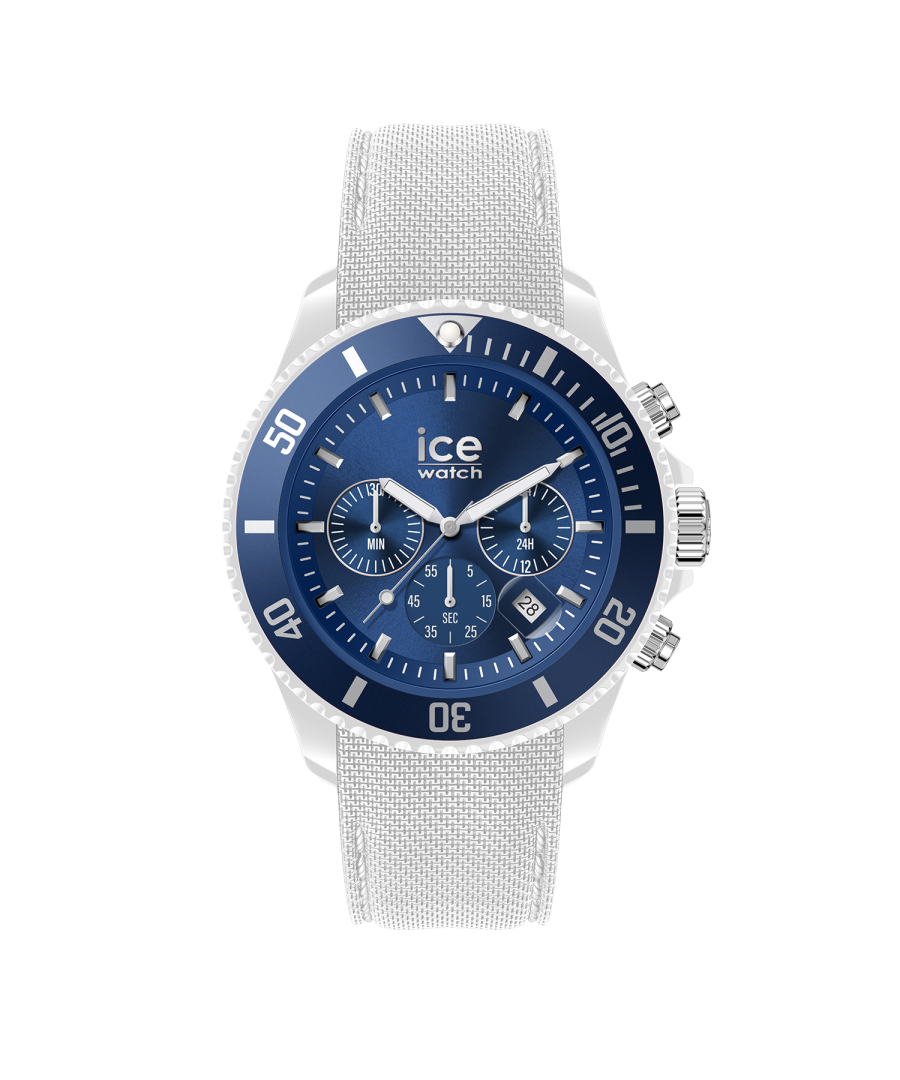 This Ice Watch Ice Chrono - White Blue Chronograph Watch for Men is the perfect timepiece to wear or to gift. It's White 44 mm Round case combined with the comfortable White Silicone watch band will ensure you enjoy this stunning timepiece without any compromise. Operated by a high quality Quartz movement and water resistant to 10 bars, your watch will keep ticking.
