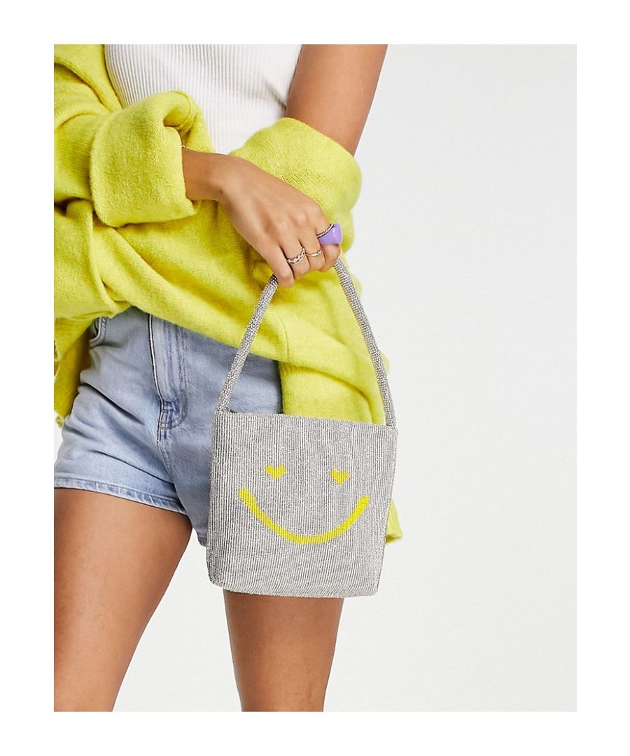 ASOS DESIGN marble box clutch bag with detachable chain strap in yellow  swirl