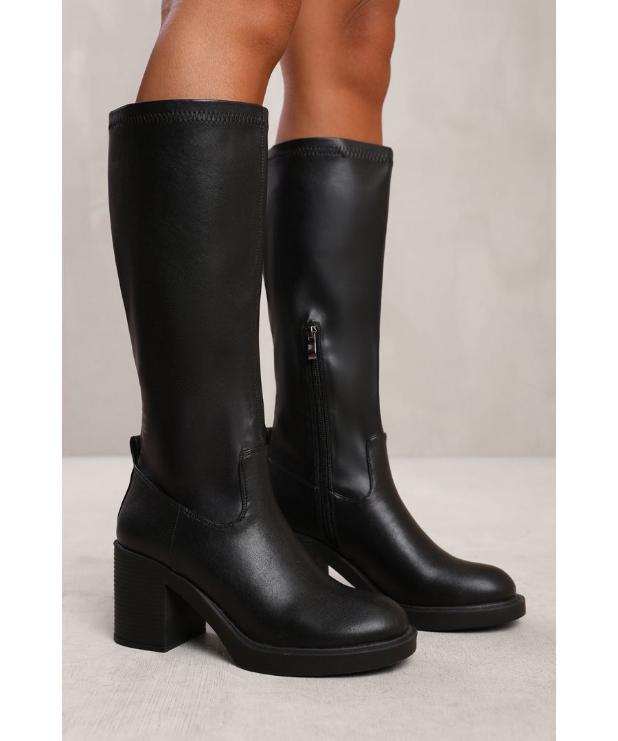 Wheres That From Wheres Womens Spruce Knee High Boot With Side Zip - Black - Size UK 8