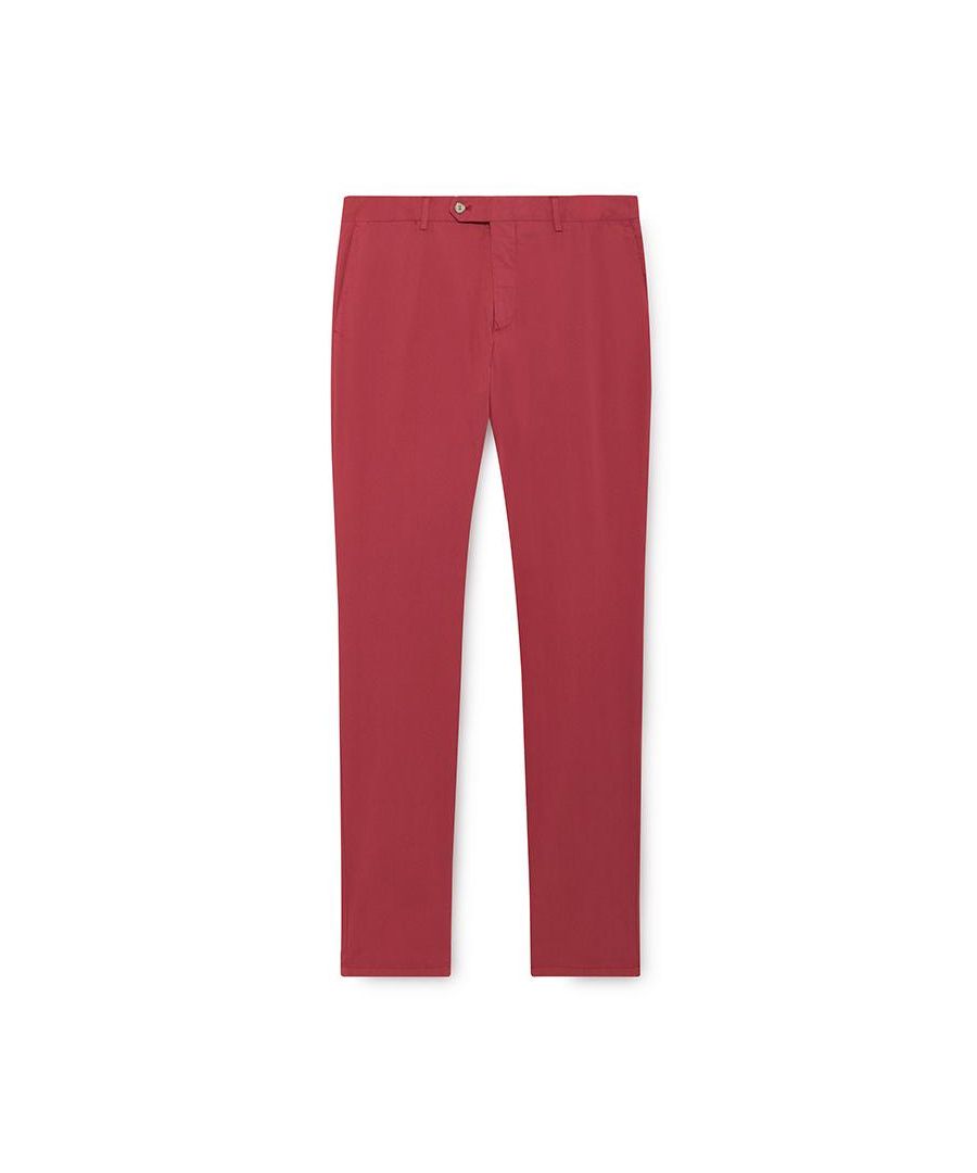 Hackett London Mens Cotton Poplin Trousers in Pepper Red - Size 36