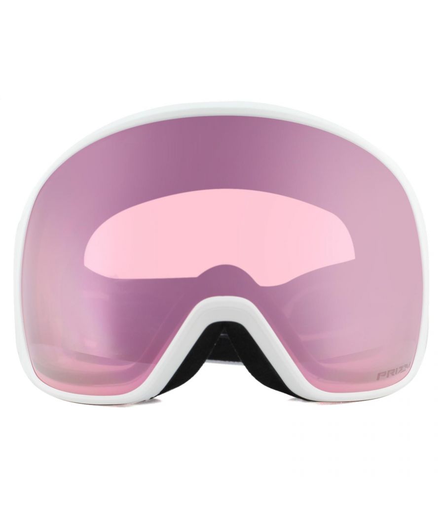 Oakley Ski Goggles Flight Tracker XL OO7104-10 Matte White Prizm Snow Hi Pink extend the field of view in all directions due to its oversized design. Based on a tried-and-tested architecture, a full-rim encases the lens and reduces movement and distortion during use, whilst triple layered foam increases airflow to aid the elimination of fogging. Engineered to fit a broad range of face shapes, the XL is the large sized version and will also fit perfectly with most helmets.